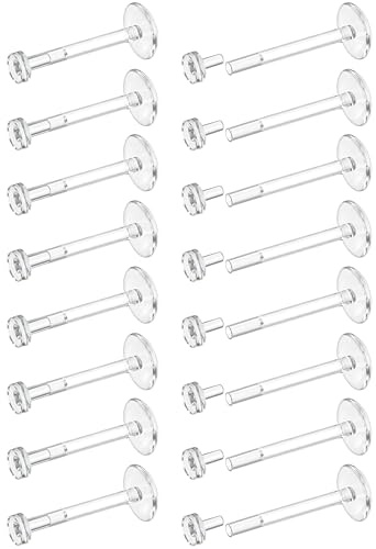 Dochais 18G 16G Transparente Labio Barras Studs Retenedores Acrílico Flexible Nariz Labret Piercing Retenedores Transparente Tragus Hélix Cartílago Piercing Oreja Retenedor 16 Piezas 6mm 8mm 10mm 12mm