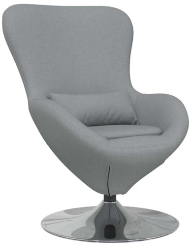 HFXHIJXQ Eiersessel Hellgrau 63x73x90 cm Stoff Metallrahmen 360° Drehsessel mit Rückenkissen Modernes Lounge-Design Komfortabel & Robust für Wohnzimmer Schlafzimmer Büro