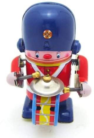 Fonowx Collectible Tin Figure Vintage Robot Toy Automaton Clockwork Wind Up Figurine With Movable Arms Painted Face Retro Display Piece Suitable for retro, Ms407-3