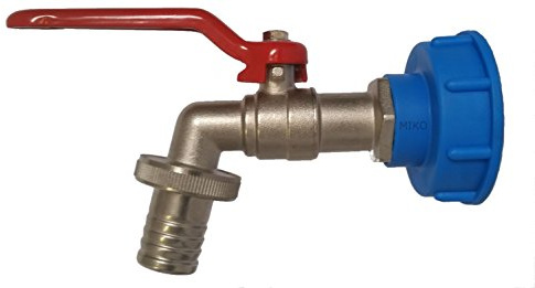 Unbekannt IBC-Auslaufhahn 1 Zoll Wassertank-Zubehör, Kugelhahn mit Hebel, Adapter Deckel S60x6 x 1 Zoll IG, Messing Vernickelt, Industriequalität