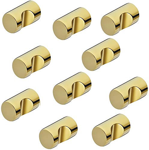 Gedotec Möbelgriff Edelstahl Schrankknopf Messing PVD-beschichtet Möbelknopf für Schubladen - H10193 | Tür-Knopf Ø 12 mm | Moderner Kommoden-Knopf rund | 10 Stück - Design Knauf Vintage mit Schrauben