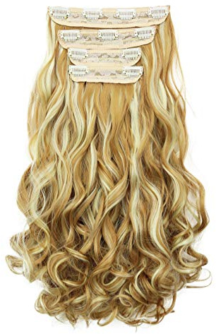 CAISHA 4er CLIP IN EXTENSIONS Haarverlängerung Haarteil Blond Mix CES307-1