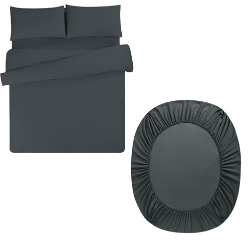 Aisbo King Duvet Set with Sheet - Dark Grey 4 Pieces Microfiber Bedding Set for Kingsize Bed, Includes Duvet Cover, Fitted Sheet and Pillowcases