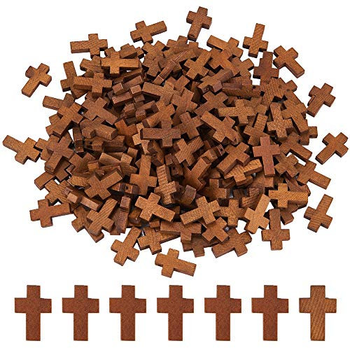 SUNNYCLUE 200pcs Easter Wood Cross Charms Natural Wooden Crosses Bilk with 1.8mm hole Wood Cross Beads Pendants Charms for Easter Party DIY Crafts Bracelet Jewellery Making Accessories