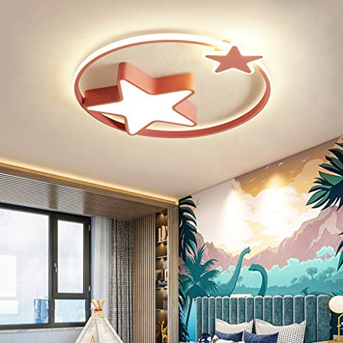 LONCHAN Deckenleuchte LED Moderne Kinderlampe Kinderzimmer Jungen Mädchen Deckenlampe Sternenhimmel Lichter Mit Schlafzimmer Wohnzimmer Pendellampe Deckenbeleuchtung,Pink/45cm/28w