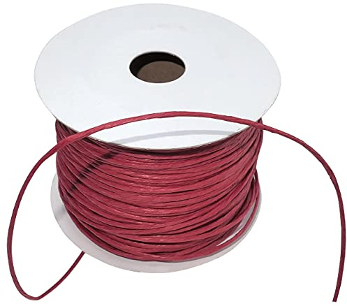 AERZETIX - C51688 - Corda spago di carta rinforzata ritorta - rotolo di filo metallico decorativo - Ø2mm x 50 metri - colore rosso - progetti creativi maglieria arte confezione regali festa
