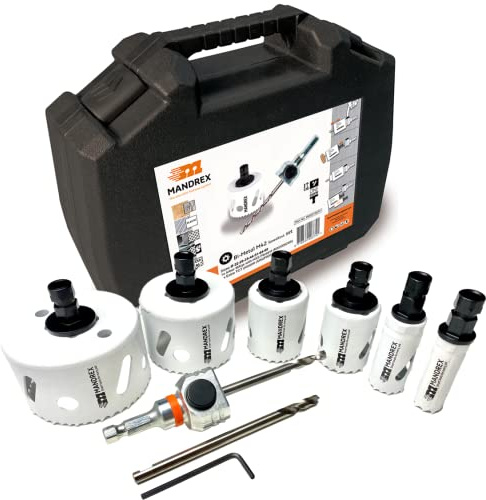 Mandrex | Lochsägen Set MHSE1003L SpeedXcut 10-teilig Bi-Metall 8% Kobaltlegierung, 45 mm Schnitttiefe, für Edelstahl | Ø 19-68mm