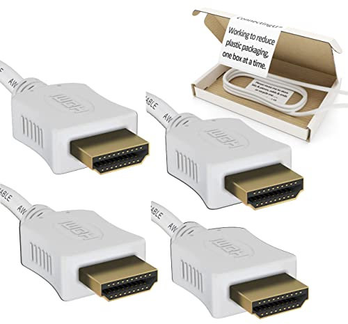 ConnectingU Twin Pack of 1m White 4K/3D HDMI Cable Male to Male with Ethernet, Compatible with PS5, Xbox Series S, Sky, Virgin Media, Blu-ray DVD Player