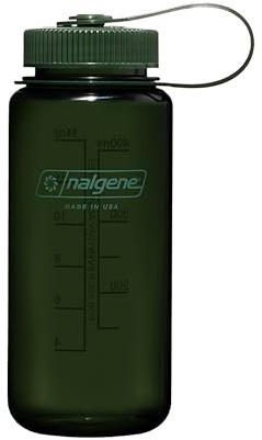 Nalgene Sustain Tritan BPA-fri vattenflaska tillverkad med material härledd av 50% plastavfall, 16 oz, bred mun, jade