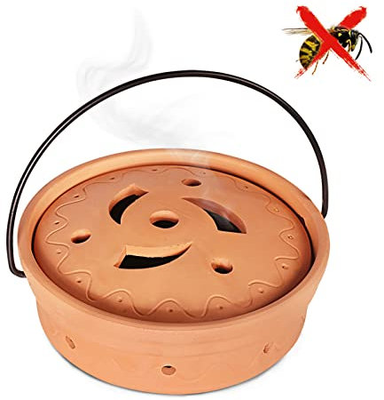 Bruciatore d'incenso per anti vespe, vasi in terracotta repellente per vespe attraverso l'odore del caffè, ciotola ignifuga per repellente per zanzare/vespe (15,5 x 5,2 cm)