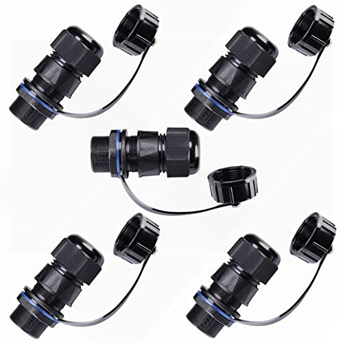 PENGLIN 5 Stück Panel Montage RJ45 Wasserdichte Stecker | Cat5/5e/6 Ethernet LAN Kabel Kupplung mit Wasserdicht/Staubkappe Abdeckung für Outdoor-Netzwerk