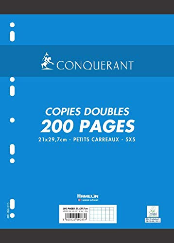 CONQUÉRANT Lot de 2 Copies Doubles 200 Pages A4 70g petits carreaux