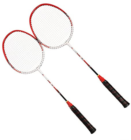 9300 Sport Badmintonschläger Alum Set Leichtgewicht Federballschläger mit Tragetasche für Erwachsene Einsteiger Kinder Training,Blau/Rot (Rot)