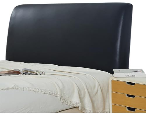 KFBVDR PU-Leder Bett Kopfteil Hussen/Bezug Elastische All-Inclusive Bettkopfteil Hussen Staubdichte Schutzhülle für Schlafzimmer Kopfteil Betthusse für das Kopfteil (Black,220cm(86.61inch))