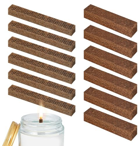 12 Stück Dauerdocht für Wachsfresser (Stil 1),Kerzendocht,Kerzendocht Dicke Outdoor aus Holz,DIY Kerzenherstellung Handwerk,2 Größen,Wachsfeuer Docht aus Holz für Dauerkerze,Outdoor,Tischfeuer