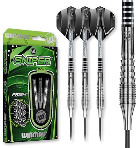 WINMAU Sniper 21 Gramm Professionelles Wolfram-Dart-Set mit Flights und Schäften (Shafts)