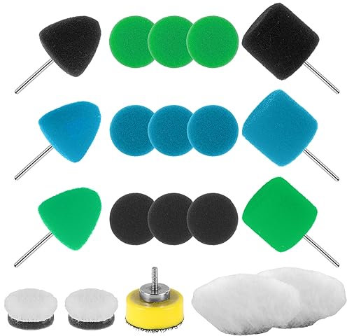 20PCS Tamponi Mini Lucidatrice 25mm Kit Lucidatura Auto Tamponi per Lucidatura Auto