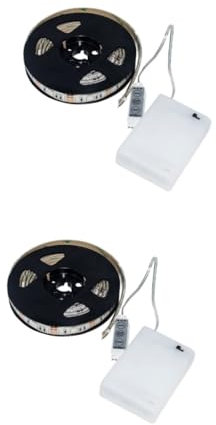 Uonlytech 2stücke Rgb Led Strip Light Kit Batteriebetrieben Flexibel Für Schlafzimmer Wohnzimmer Tv Schreibtisch Bücherregal Und Schrank Energiesparend Und Installieren