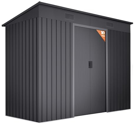 Wasabi - Gartenhaus Metall 3,14m2 Light Anthracite – 238x130x202cm - Doppelte Schiebetür - Lüftungsgitter – Flachdach - Geräteschuppen – Gerätehaus Outdoor Wetterfest - Anthrazitgrau