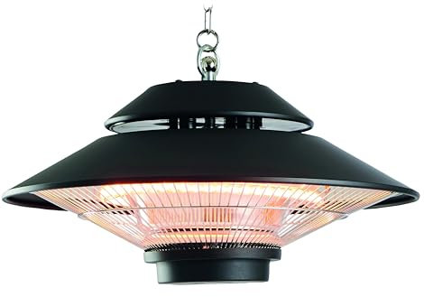 METRO PROFESSIONAL Riscaldatore elettrico da esterno a soffitto, alluminio/acciaio, Ø 42.5 x 24 cm, protezione dal surriscaldamento, telecomandato, nero