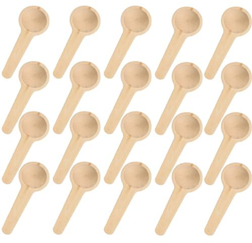 20 Pezzi Cucchiaini Legno Piccolo Mini Cucchiai Fatti a Mano per Miele, Caffè, Tè, Condimenti, Sale (6.8 x 2.4 x 1cm)