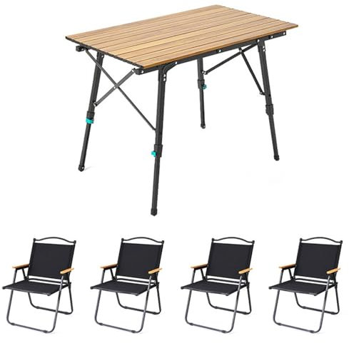 Kompakter Camping-Klapptischstuhl, Outdoor-Campingmöbel-Sets mit leichtem Aluminiumtisch und zusammenklappbaren Stühlen aus Oxford-Stoff, einfach zu tragen