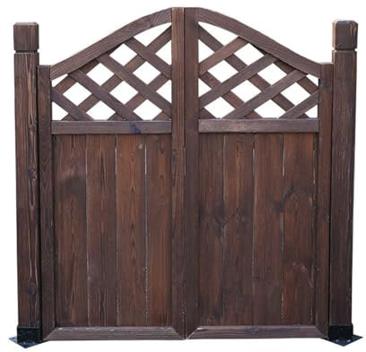 XLIHAWY Gartentore Im Freien, Verkohlter Jahrgang Holztüren, Freistehend Holzzauntrennwand Haustiergitter Mit Gebogener Oberseite Für Den Haushof(Größe:130x120cm)