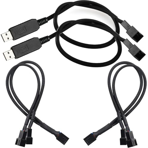 RUNCCI-YUN 2 Stück 5V Step-Up12V fan kabel 4pin/3pin， USB auf 12V 4 Pin gehäuselüfter kabel 12V pc lüfter stromkabel +2 Stück 4pin/3pin gehäuselüfter splitter lüfter verlängerung
