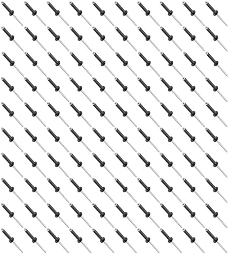 Leliafleury 100 remaches ciegos de brida M4 x 20 mm, remaches de aluminio para persianas, remaches de extremo abierto, para metal, madera y plástico, color negro