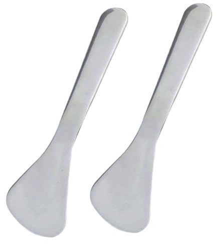 GARVALON 2pezzi Spatola Per Trucco in Metallo Mini Spatole Per Cosmetici Strumento Applicatore Per Massaggio Del Viso Spatola Per Crema Per Occhi Di Strumento Per Massaggio Viso Occhi
