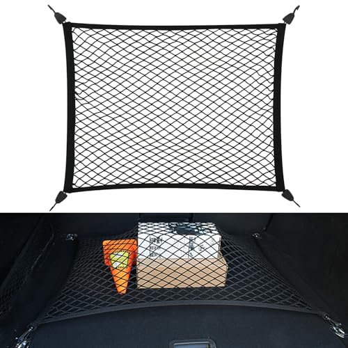 Filet de Rangement 80x60cm Peut Être Étendu Jusqu'À 200×110cm Filet Coffre Voiture Filet de Rangement Coffre avec 4 Crochets Haute Élasticité pour Navire Camions SUV Auto