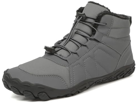 Hike Winter Footwear Barefoot Shoes Women Men, Autumn Winter Waterproof Wide Toe Box Barefoot Shoes Walking Boots (Grey, Adult, Women, 6, Numeric, UK Footwear Size System, Wide)