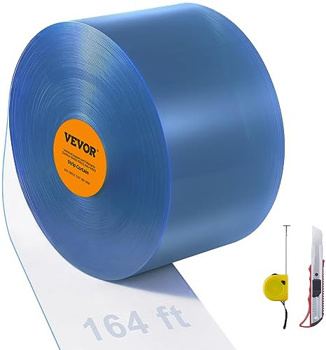 VEVOR Rideau à Lanière PVC, 5000x20 cm, Rideau Lamelles Transparent, Rouleau Bande de Porte en Plastique Lisse Épaisseur 2 mm pour Portes de Supermarché, Usine, Entrepôt, Centres Commerciaux, Garage