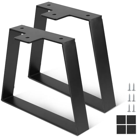 DBREAKS 2 Stück 15cm Trapezförmige Tischbeine, Schwarze Trapez Tischbein | Metall Möbelfüße 15cm hoch, Tischgestell Tischkufen mit Schrauben, Möbelkufen für DIY-Couchtisch, Nachttisch, Sitzbank