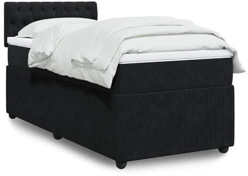qohoio Boxspringbett mit Matratze Betten Mit Matratze Schlafzimmer Bett Boxspringbett Mit Matratze Schwarz 80x200 cm Samt - 3287598