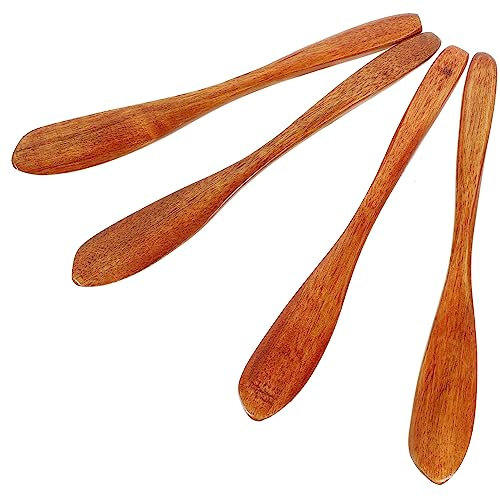 OFFSCH Butterstreicher Aus Holz 4 Stück Handgefertigt Marmeladenverteiler Mit Komfortablem Griff Für Frühstück Und Küche