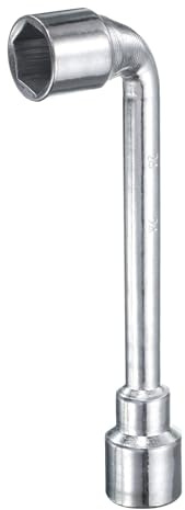 sourcing map L-förmiger, abgewinkelter Sechskant-Steckschlüssel, 24 mm, 45#-Stahl, doppelseitig, metrisch, 6-Punkt-Rohrsteckschlüssel für allgemeine Reparaturen, Rohrleitungen, Fahrrad-Autowartung