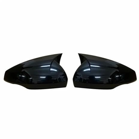 Rückspiegelabdeckung Kompatibel for VW Polo Mk6 AW GTI 2018-2021 OX Horn Autokappen Schalenverkleidung Carbonfaser-Look Außenseite(Glossy Black)