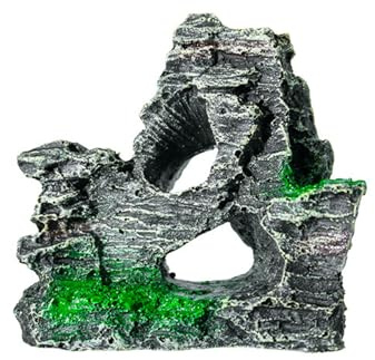 Weenwill Decorazione per Acquario,Grotta Nascosta per Acquario,Paesaggio Sottomarino,Accessori Acquario,Decorazione per Acquario con Vista sulle Montagne,per Pesci e Gamberetti
