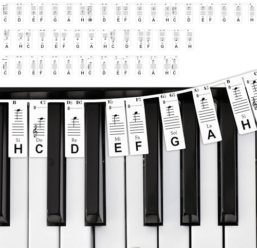GPXIIZ Notguide för Nybörjare till Piano | Avtagbara Notetiketter för Piano med 88 Tangenter | C-D-E-F-G-A-H | Tillverkad av Silikon | Inga Klistermärken Behövs | Återanvändbar och Levereras med Låda
