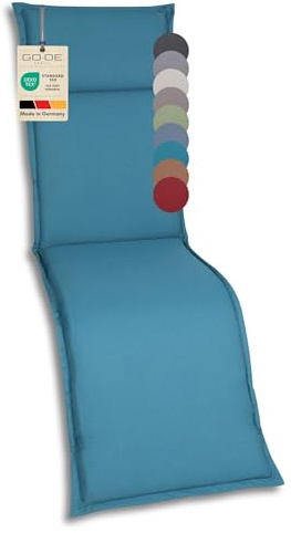 GO-DE Textil Bequeme und attraktive Polsterauflagen für Hochlehner-, Mittellehner- und Niederlehner-Gartenstühle, Sitzkissen (Einzelset, Uni Petrol, Relaxauflage)