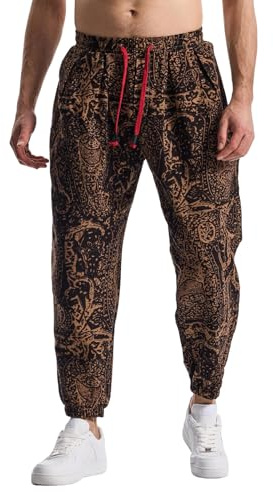 MakingDa Mens Hippy Trousers Cotton Baggy Printed Casual Harem Pants Colourful Patterned Yoga Hippie Bohemian Bottoms-JK61-1-M