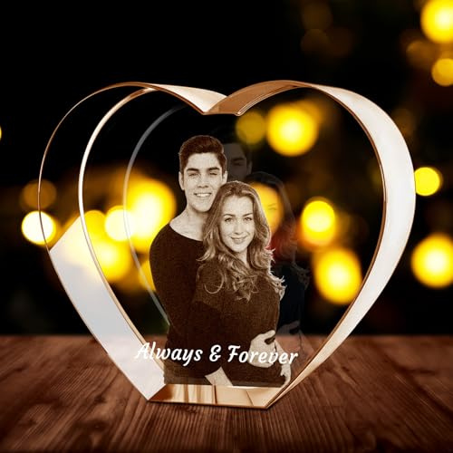 XSTZR Individuelles 3D-Kristallfoto, personalisierte Geschenke mit Lasergravur, Gravur im Inneren des Kristalls mit Ihrem Foto, individuelles Gedenkgeschenk für Frauen und Männer (Liebe)