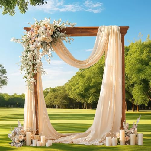 Querbehang Freihanddeko Vorhang Hochzeitsbogen, Chiffon Stoff Querbehang Gardine, Hochzeitsbogen Gardinen Dekoration für Fotografie Party Hochzeit Torbogen Zeremonie