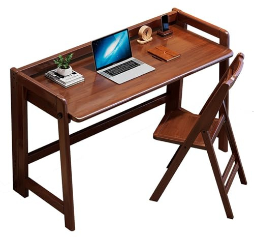 Bureau pliable moderne du milieu du siècle en bois massif – Table d'écriture peu encombrante pour bureau à domicile – Finition noyer élégante idéale pour les petits espaces et les zones d'étude