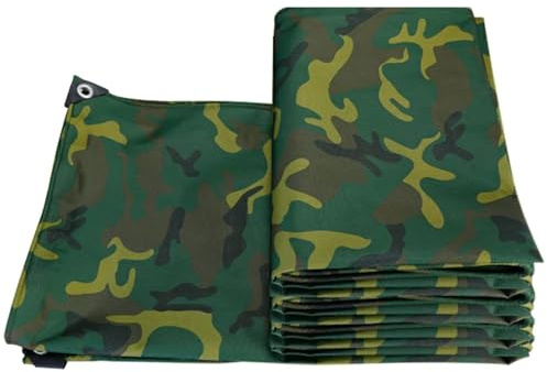 Camouflage Tarpaulin Heavy Duty Waterproof 0.45mm Thick Tarp Sheet Camo Cover with Eyelets Fishing Camping Ground Sheet Rainproof Canopy Tent(1x4m)
