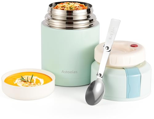 Insulated Thermo Soup Jar for Kids & Adults, 27 oz Stainless Steel Thermal Food Container with Spoon, Triple Layer Insulation (Blue)