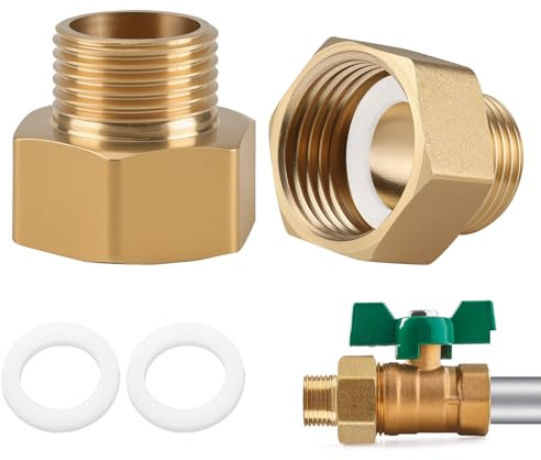1/2 Female to 3/8 Male BSP Brass Hex Thread Pipe Socket | Bushing Pipe Connecting Conversion Adapter Reducing Connector with Sealing Rings for Water and Gas Pipes