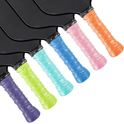 HekouJiub 6 Stück Tennisschläger Band Tennis Griffband Grip Tape, 6 Farben Griffbänder Badmintonschläger Pickleball Schläger Vorgefertigtes Band Overgrip Griff Ersatzband für Tennis Badminton Squash