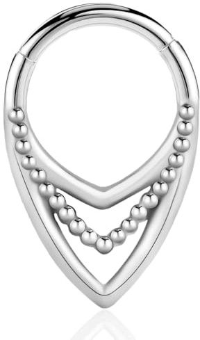 Vankula Septum Clicker Hinged Segmentring 316L Edelstahl 8mm 10mm 16g Nasenpiercing Ring Cartilage Rook Daith Tragu Piercing Schmuck für Frauen und Männer Gold Silber